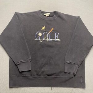 Vintage Top Threads Sweatshirt Mens XL Black Golf Embroidered‎ Made USA 90s